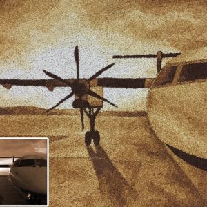 Tranh Gạo Phong Cảnh Máy Bay Ở Sân Bay