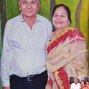 Tranh Gạo Màu Chân Dung Đôi