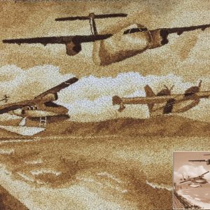 Tranh Gạo Phong Cảnh 3 Máy Bay